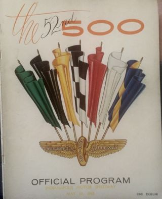 Vintage Indianapolis 500 Mile Race Official Program 1968 52nd