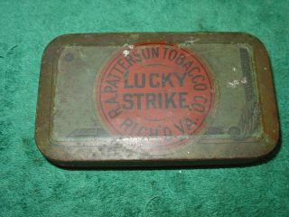 Vintage Lucky Strike Pocket Tobacco Tin Antique Pipe Cigarette Advertising