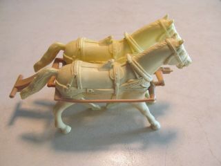 Vintage Marx Custer ' s Last Stand tan covered wagon hitch/draft horses 3