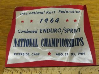 Vtg 1964 Ikf Go Kart Racing Patch International Federation Riverside Ca