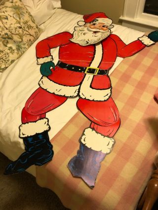 Vintage Santa Claus Litho Die Cut Christmas Cardboard Decoration 63” Made Japan