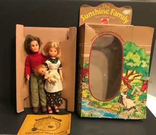 Vintage 1973 Mattel Sunshine Family Dolls Steve Stephie Sweets No.  7739 W Box