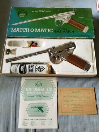 Vintage Match - O - Matic Gas Match Lighter Pistol Shape
