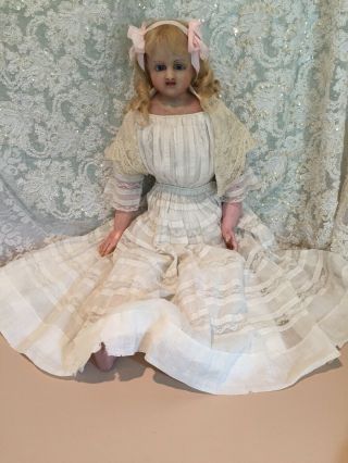 Antique Poured Wax Doll 27”