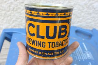Vintage Club Chewing Tobacco Tin Empty Always Replace The Lid