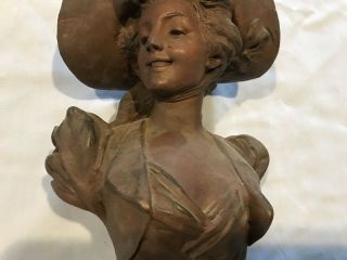 Georges Van Der Straeten Antique Signed Bronze Woman Bust