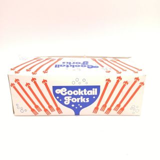 Box Of 500 Vintage Plastic Cocktail Forks With Fleur De Lis