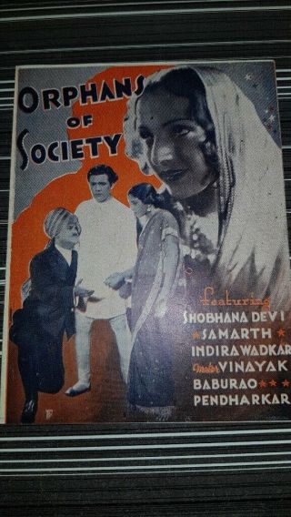 Old Vintage Indian Movie Herald Of Movie " Orphan Of Society " From India 1938