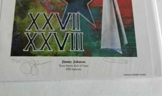 Jimmy Johnson Autographed Art NFL Dallas Cowboys Superbowls Signed 2