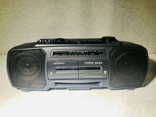 Vintage Magnavox Aw7500 Am/fm Stereo Dual Cassette Turbo Bass Boombox