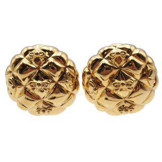 Vintage Gold Tone Round Button Clip On Fashion Earrings