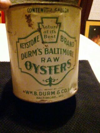 Oyster Can Keystone 1 Gallon Vintage Drum 