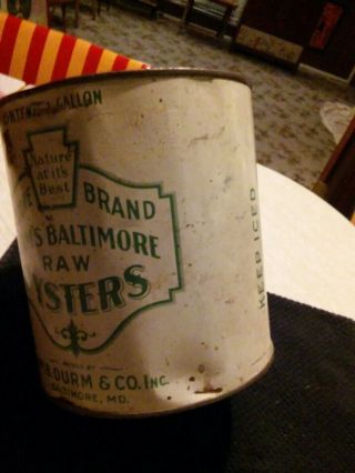 Oyster Can Keystone 1 Gallon Vintage Drum ' s Baltimore Raw Oysters display ' s 2
