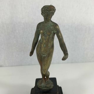 Antique Grand Tour Bronze Figure Of A Lady On Stepped Ebonised Wooden Plinth