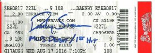 Dansby Swanson Ip Auto Signed Ticket Mlb Debut 1st Hit 8/17/16 Braves W Insc
