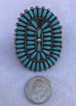 Vintage Large Native American Navajo Sterling Silver & Turquoise Ring