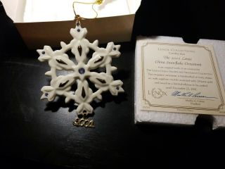 Vintage 2001 Lenox Jeweled China Snowflake Christmas Tree Ornament