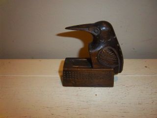 Vintage Wood Carved Folk Art Box With Bird Sliding Lid