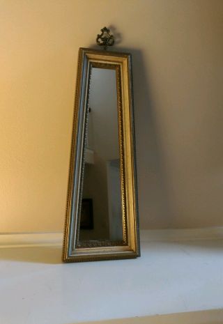 Unique Shape Vtg E A Riba Small Gold Wooden Frame Wall Accent Mirror 13.  5 Inch