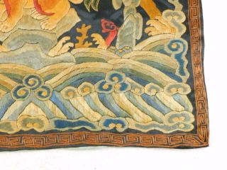 Vintage Silk Chinese Rank Badge Foo Lion Hand Embroidered Late Qing Dynasty NR 3
