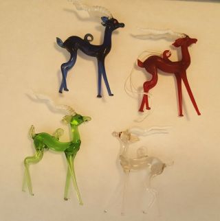 Vintage Deer Reindeer Stag Buck Hand Blown Glass Animal Figurine Ornament