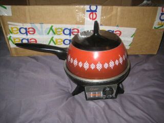 Vintage Oster Red Electric Fondue Pot W/ Hot Base