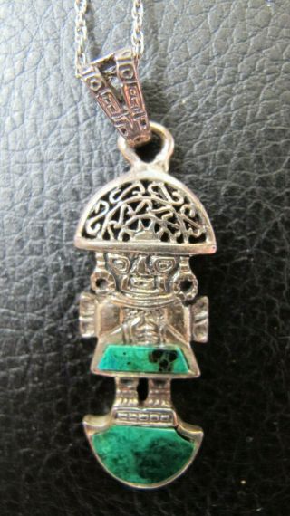 A Vintage Silver & Jade Pendant Of A Man That Was Bought In Peru In The 1980 