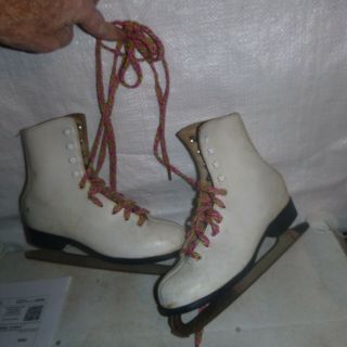 Vintage White Sled Ice Skates Holiday Decor Craft