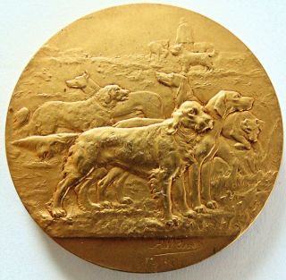 Antique French Gilded Dog Medal 7 Different Breeds 1934 By Rivet