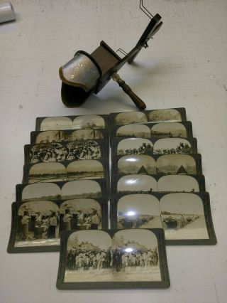 Antique 1904 Monarch Keystone View Co.  Stereoscope Viewer With 13 Cards
