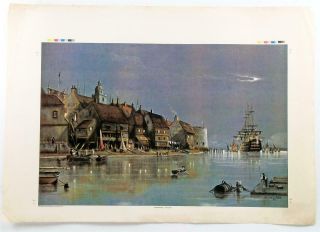 Vintage H Clout Portsmouth England Artist Proof Print Nautical Lithograph Z138