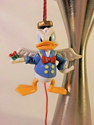 Vintage Disney Donald Duck Angel Christmas Ornament Pull - String Marionette 1995