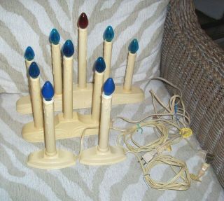 Four Vintage Christmas Window Electric Candles Candlelabra Drip Wax