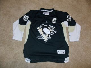 Reebok Sidney Crosby 87 Pittsburgh Penguins Nhl Black Hockey Jersey Youth L/xl