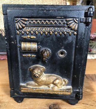 Antique J & E Stevens Co.  Mechanical " Watchdog Safe " Bank Cast Iron Circa 1890
