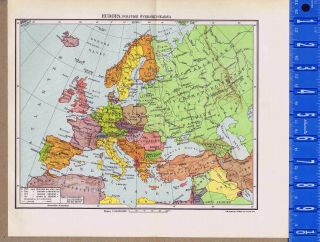 European Political Geograohical Map Vintage Swedish Map Insert 1949