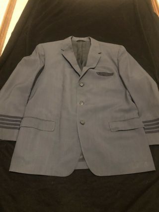 Vtg Navy Blue United Airlines Captains Pilot Jacket Jacob Reeds & Sons Uniform