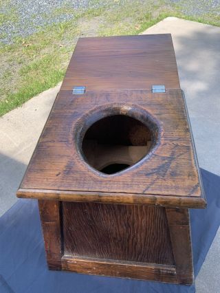 Antique Primitive Chamber Pot Wood Chair Commode Toilet Box Seat Porta - Potty 2
