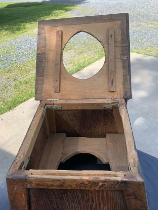 Antique Primitive Chamber Pot Wood Chair Commode Toilet Box Seat Porta - Potty 3