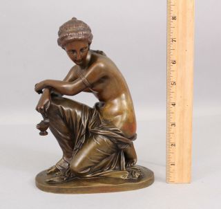 19thC Antique Grand Tour French Bronze Sculpture Classical Young Nude Woman 2