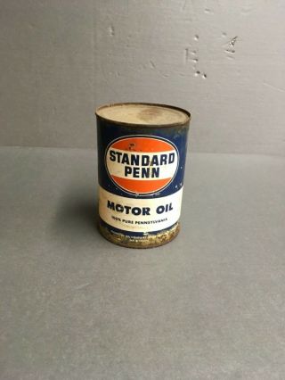 Vintage Standard Penn Motor Oil Metal Can 1qt.  Empty