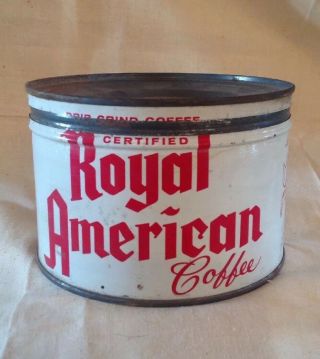 Vintage 1 Pound Royal American Coffee Tin With Lid
