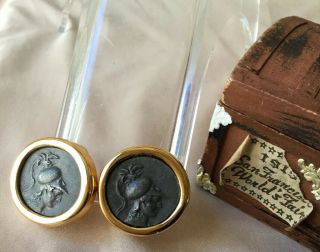 Vintage 1980’s Carolee Ancient Roman Coin Gold Tone Clip On Earrings