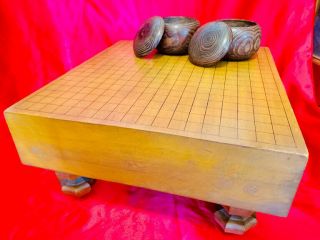 Japanese Vintage Go Igo Goban Game/ Board And Stones Set Authentic 12.  9kg Weight