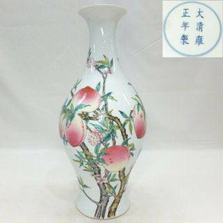 B655: Chinese Big Flower Vase Of Painted Porcelain Of Funsai Style W/name Of Era