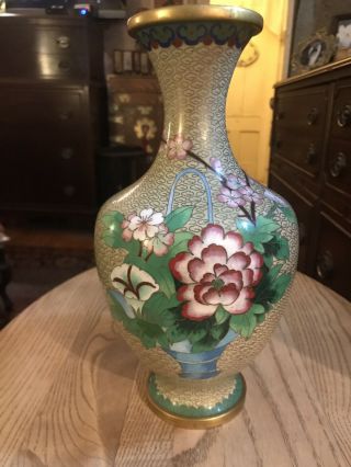 Vintage Cloisonné Vase 10”