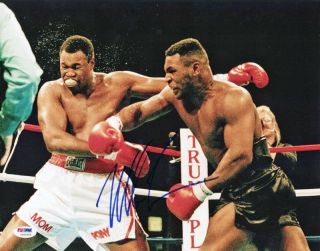 Mike Tyson Boxing Signed Authentic 11x14 Photo Vs Larry Holmes Psa/dna Itp
