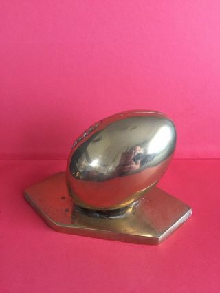 Vintage Brass Rugby Ball On Brass Plinth - Collectable Xmas Gift Ideas Man Cave
