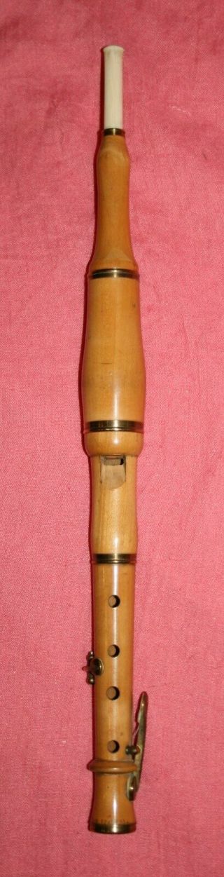 Wooden Boxwood French Flageolet Flute 2 Keys Antique