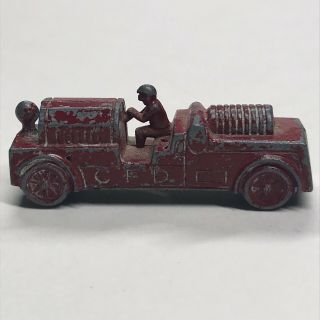 Vintage Tootsietoy Cracker Jack Cfd Fire Engine Truck Die Cast Metal Prize Red